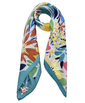 onkar zomer neckerchief sjaal flowery multicolor light petrol