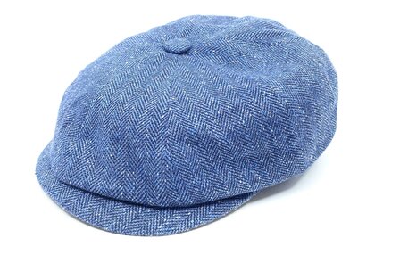 alfonso deste newsboy cap kyoto zijde visgraat jeansblauw contrast