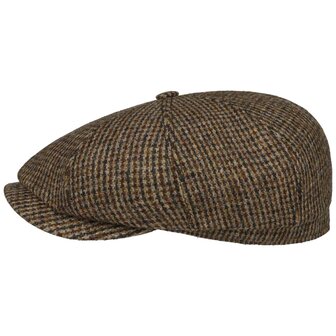 stetson newsboy cap hatteras harris tweed bruin groen