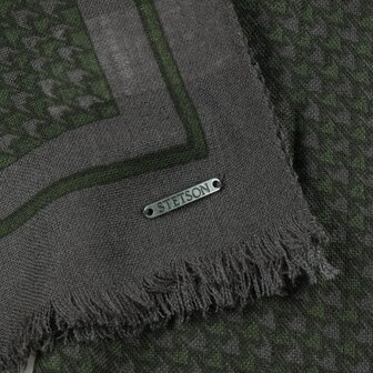 stetson scarf pepita wool olive green grey