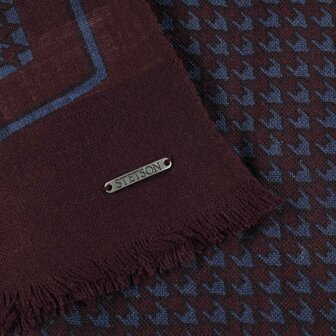stetson scarf pepita wool burgundy navy blue