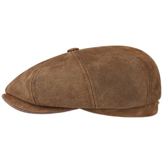 stetson hatteras newsboy cap pigskin leather brown