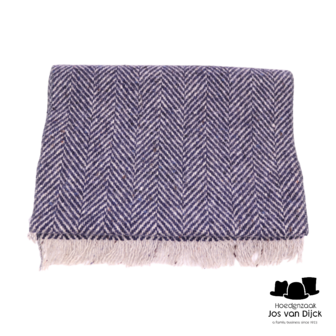 alfonso deste sjaal wol grof visgraat blauw en grijs