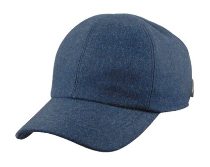 wigens baseball classic cap met oorklep wol light blue melange