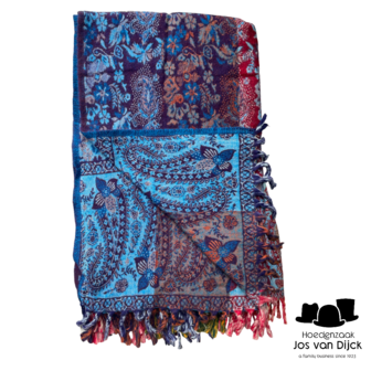 onkar tibetan blanket scarf yak wolmix bordeaux navy licht blauw