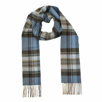 john hanly irish wool scarf long blue charcoal sage plaid