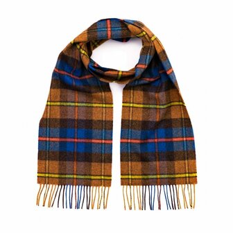 john hanly irish wool scarf long brown blue rust plaid