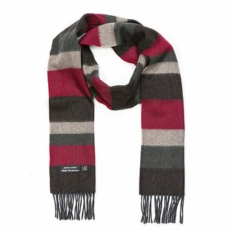 john hanly irish cashmere wool scarf red grey mix stripes