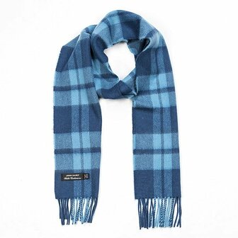 john hanly irish cashmere wool scarf indigo aqua plaid