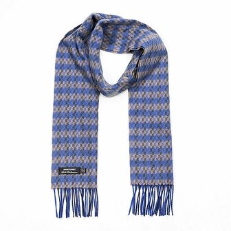 john hanly irish cashmere wool scarf blue beige check