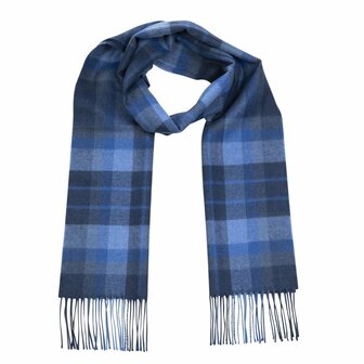 john hanly merino luxury wool scarf blue navy plaid
