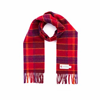 john hanly irish wool scarf short orange red check