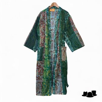 onkar tibetan unisex kimono yak wolmix bordeaux navy en groen