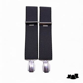 daspartout klassieke bretels 35mm small clips zwart met witte stippen