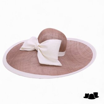 whiteley occasion hat wide brim bow sinamay cappuccino