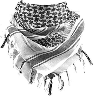 onkar military shemagh sjaal katoen white and black