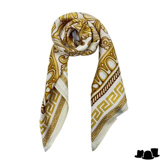 onkar neckerchief bedrukte sjaal greek wit en goud
