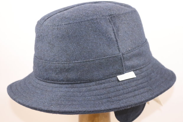 Hatland Thim Windstopper Wol Mix Bucket met oorkleppen Navy