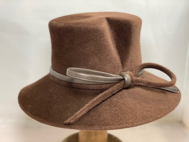 Whiteley Occasion Hat Velour Furfelt Chocolate Brown