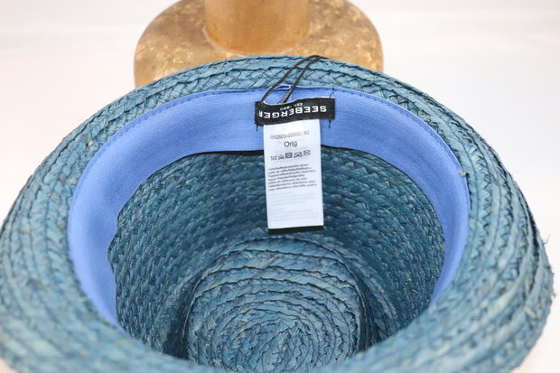 Seeberger Crochet Raffia Trilby JEANS BLUE