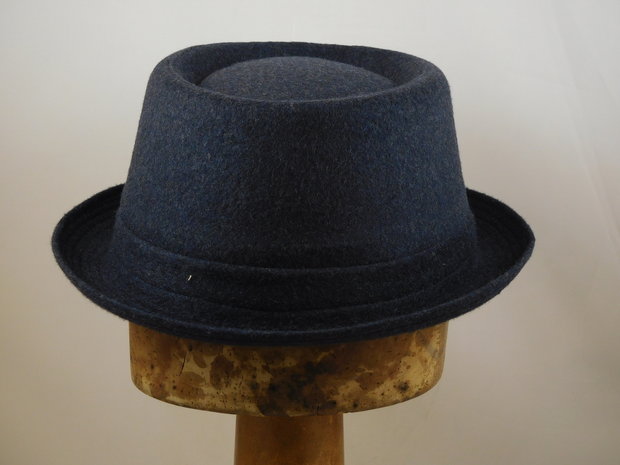 Jos van Dijck Pork Pie wol tweed blauw