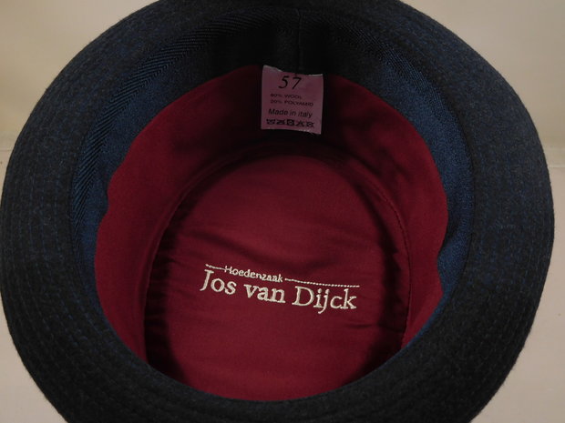 Jos van Dijck Pork Pie wol tweed blauw