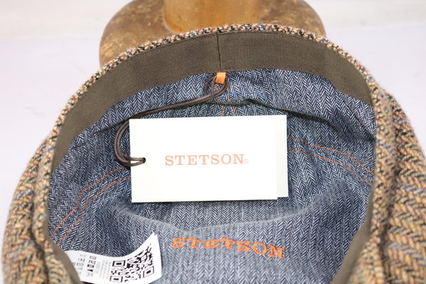 Stetson Hatteras Newsboy Virgin Wool Herringbone Brown