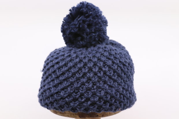 Fibi Kinder Knitted Pompom Muts Navy