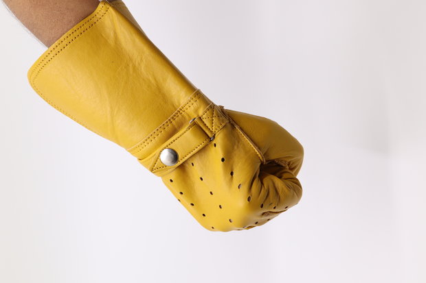 Evel Knievel lederen handschoenen Yellow