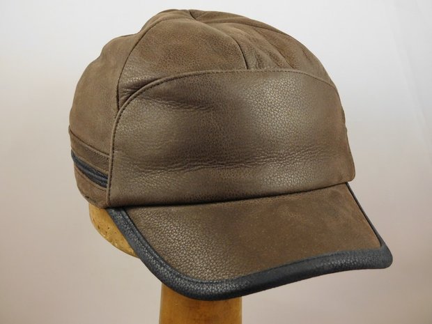  Stetson Cowhide Leather Baseballcap Earflaps Dark Brown