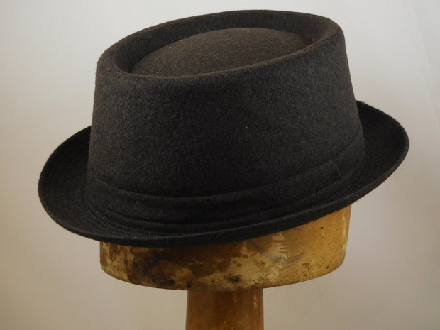 Jos van Dijck Pork Pie Wol-mix Tweed Donkerbruin
