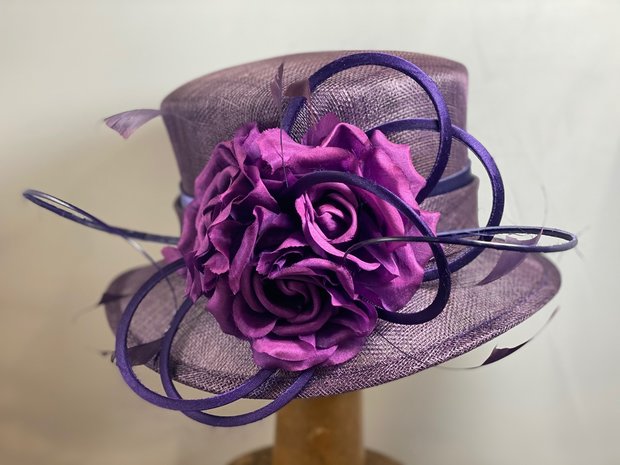 Maddox Occasion Hat Sinamay Pen Lus Roos Damson Midnight