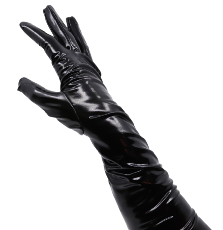 lange handschoenen dominica wet look lak zwart