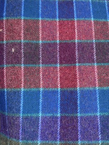 john hanly irish wool scarf short teal red purple check