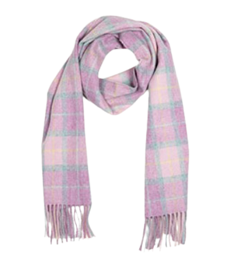 john hanly irish wool scarf short pink grey yellow check