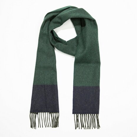 john hanly irish wool scarf long green navy herringbone 