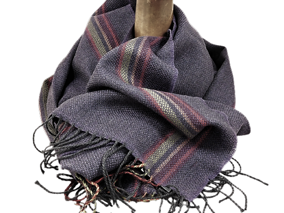 john hanly merino scarf large charcoal and stripes