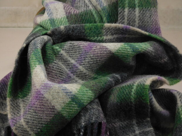 john hanly irish wool scarf short grey green beige
