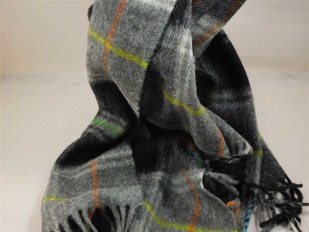 john hanly irish wool scarf short grey check