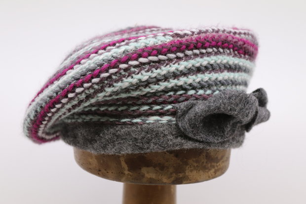Anna Rizzo knitted baret Aqua Fuchsia