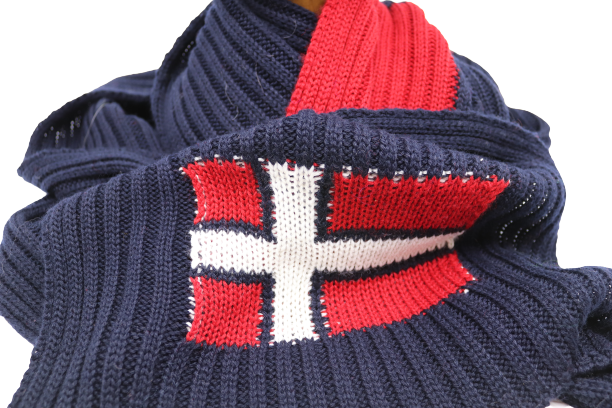 Merino Wolmix knitted Sjaal Noorse vlag navy