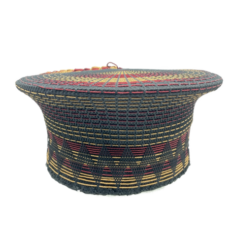 isicholo traditional zulu matron hat black bordeaux and beige