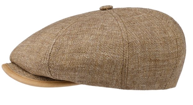 stetson 8 panel newsboy cap linen and leather brown