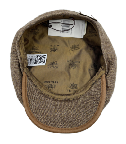 stetson 8 panel newsboy cap linen and leather brown