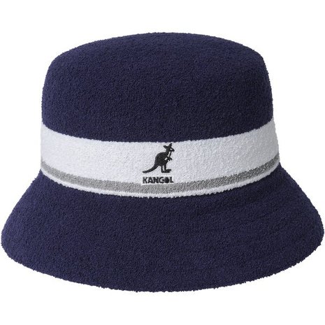 kangol bucket hat bermuda stripe navy white