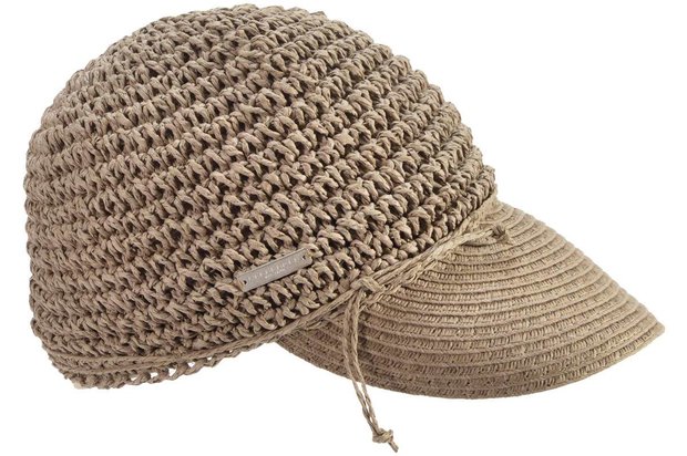 seeberger visor cap crochet papierstro taupe