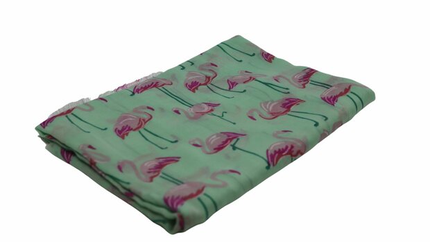 onkar zomer sjaal viscosemix flamingos green and pink