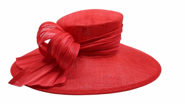 maddox occasion hat asymmetric sinamay and buntal bow tulip red
