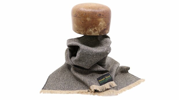 city sport sjaal donegal tweed visgraat zand spikkel