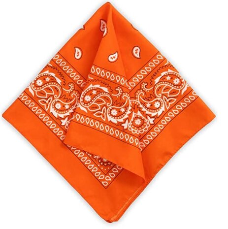 onkar bandana boeren zakdoek paisley oranje |Hoedenzaak Jos Dijck -